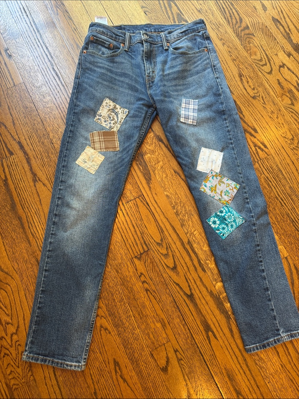 Vintage 502 Levi’s Jeans Hand Sewn Blue Patchwork 30 x 32